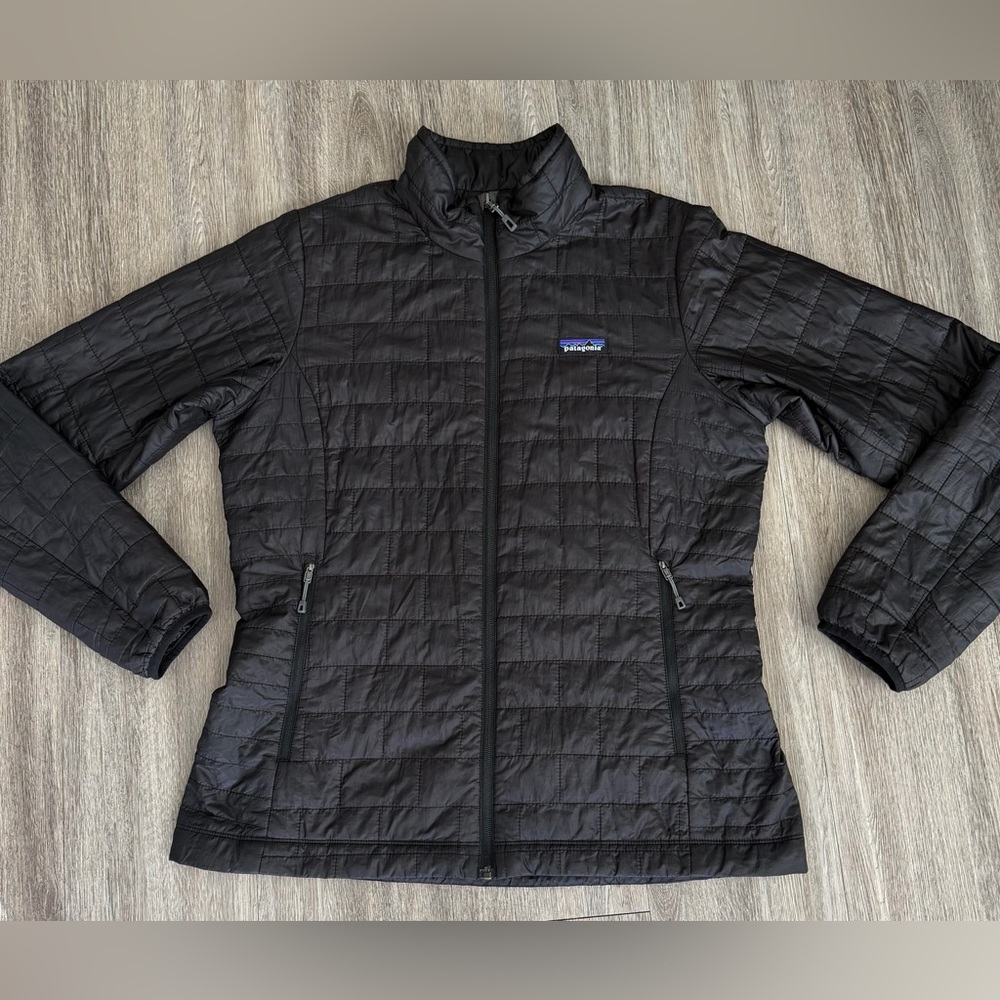 Patagonia Nano Puff Jacket Womens Large Black Puffer Coat Primaloft Great Condi
